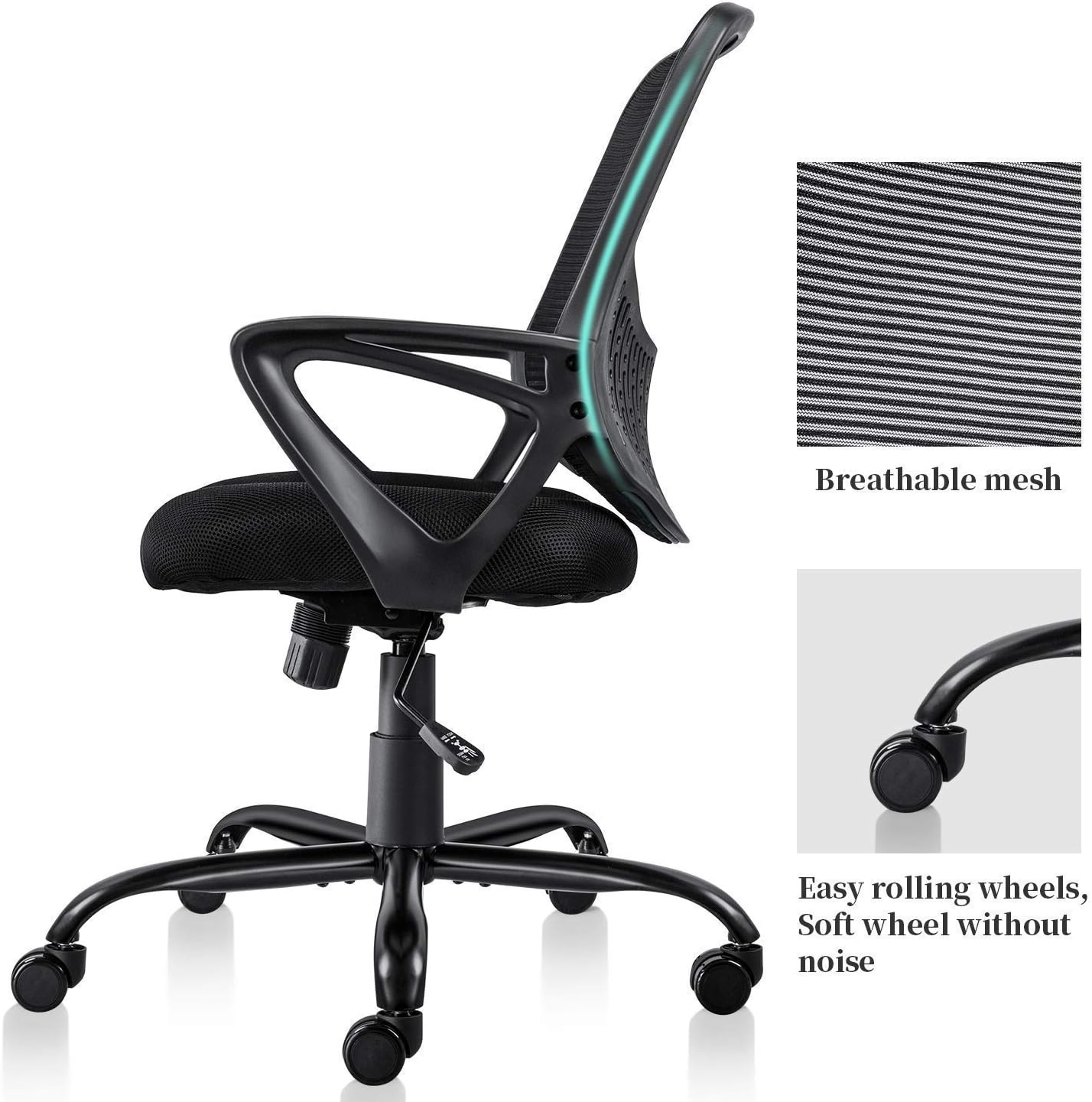 Ergonomic Office Chair Lumbar Support Mesh Chair Computer Desk Task Chair with Armrests: Office Products