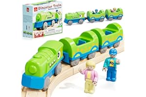 Lehoo Castle Electric Train for Wooden Train Set, Dinosaur Train Toy, Toys for 3+ Year Old Boys Girls, Battery Operated Locom