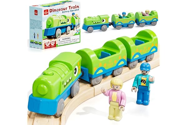 Lehoo Castle Dinosaur Battery Powered Train Toy for Toddlers Ages 3+ | Motorized Train with 2 Figures, Compatible with Thomas