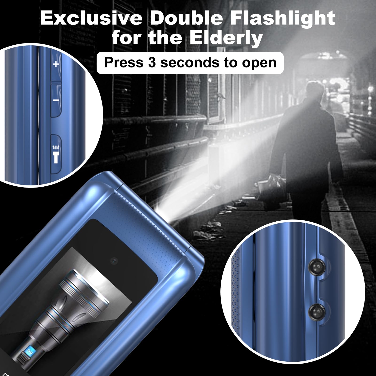 4G Senior Mobile Phone Simple for Elderly, Basic Cell Phone with Large Buttons, Flip Phone, Unlocked Senior Mobile Phone with 2.4