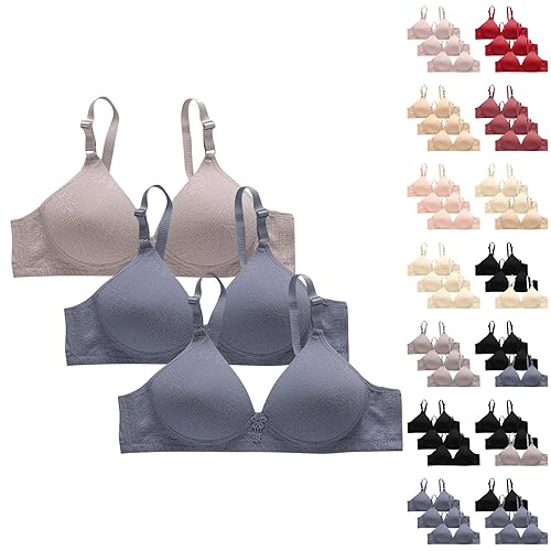 3PC Bras for Older Women Multipack Comfortable Seamless Wireless Bra Skin-Friendly High Support Non-Slip Bralette Silky Plus Size Push Up Underwear Adjustable Thin Straps Bosom Everyday Wear