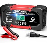 Battery Charger 10A 12V Fully Automatic Smart Car Battery Charger with LCD Display & Temperature Compensation for Car Motorcycle Vans