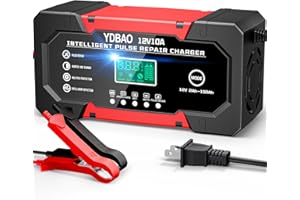 YDBAO Battery Charger 10A 12V Fully Automatic Smart Car Battery Charger with LCD Display & Temperature Compensation for Car Motorcycle Vans