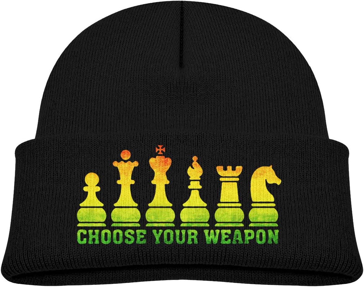 Baby Boys Kids Girls Winter Hat Choose Your Weapon Chess Knitted Hat Warm Toddler Cap Black