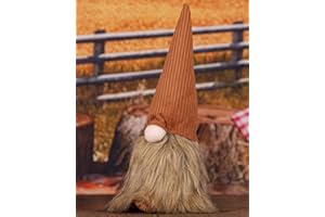 STRYAO Fall Gnome Decorations, Handmade Fall Gnomes Plush Tiered Tray Decorations, Farmhouse Fall Gnomes for Home Kitchen Party Decor Autumn Thanksgiving - Brown