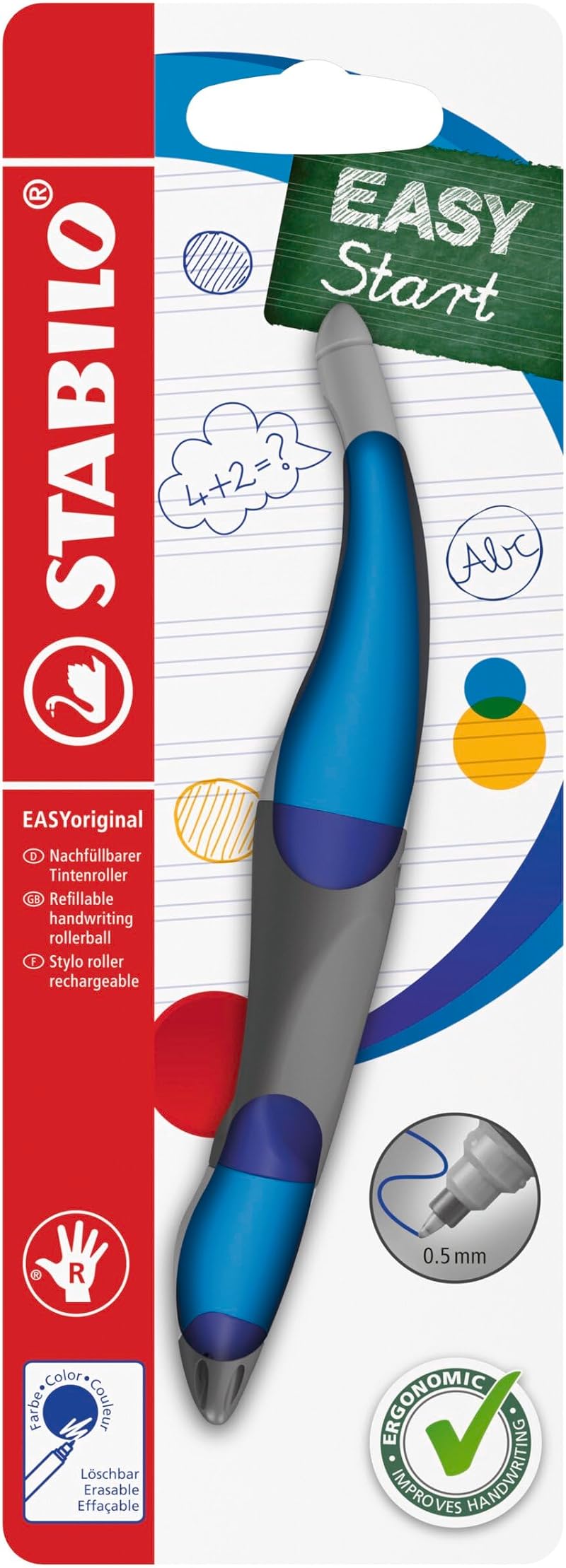 STABILO EASYoriginal Ergonomic Rollerball Right Handed Dark/Light Blue