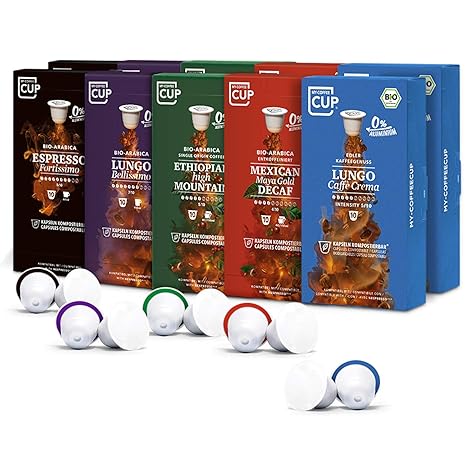 Kaffee-Club-Box - 10 x 10 BIO Kaffeekapseln von My-CoffeeCup | Kompatibel mit Nespresso®-Maschinen | 100% kompostierbare Kaps