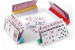 Kavilin Adjustable Card Holders for Playing Cards: Foldable Design, Set of 4 Deck Stands for Poker, UNO, Canasta, Card Game Accessories for Arthritis Patients (4 Colors Pro)