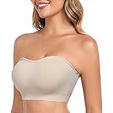 OBICUM Strapless Bras for Women Non-Slip Silicone Push Up Padded Bandeau Bralette Tube Top Bra