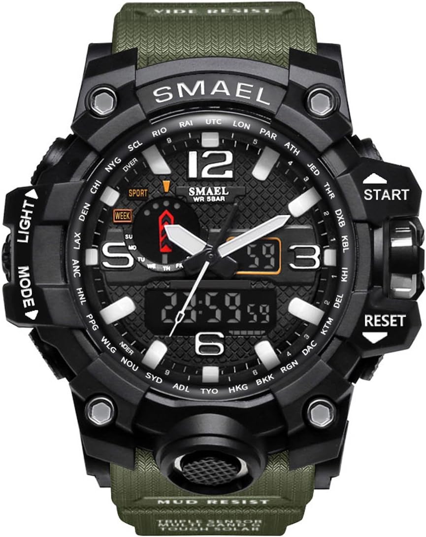 KXAITO Men's Watches Sports Outdoor Waterproof Military Wrist Watch Date Multi Function Tactics LED Alarm Stopwatch