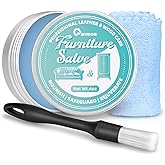 JAYSDOM Furniture Salve for Leather - 4oz Professional Furniture Restorer, Polisher & Moisturizer for Couches, Chairs, Tables - Conditioner for Leather, Vinyl & Wood Surfaces - with Brush & Towel