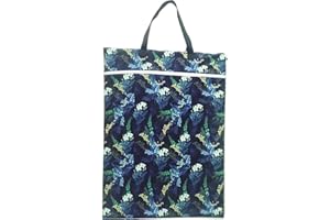 JOBEBE Large Hanging Wet/Dry Cloth Diaper Pail Bag for Reusable Diapers or Laundry (Black Flower)