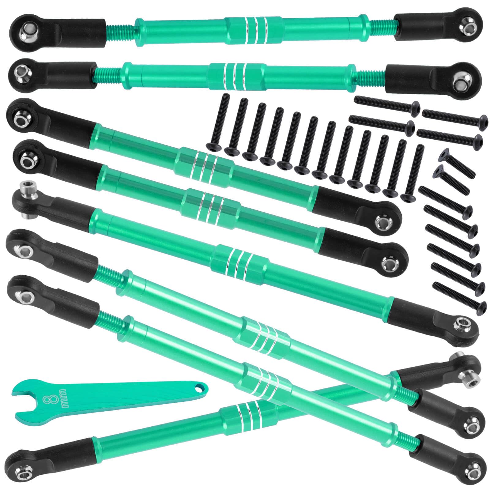Photo 1 of BRCatWPark Aluminum Turnbuckles Camber Links Upgrades Part for 1/10 E-Revo 2.0 Revo Summit,8Pcs RC Alloy Adjustable Turnbuckles Hop-Up,Replace Part#5319X 5338R,Green
