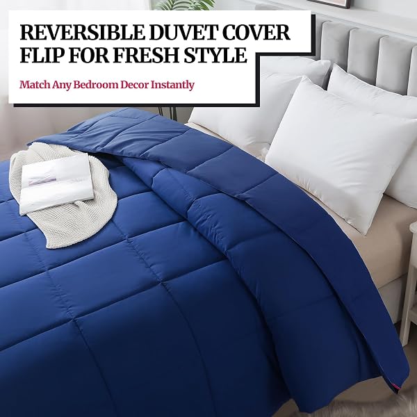 SUVAMJAM DUVET INSERT DOWN ALTERNATIVE BEDDING COMFORTER KING SIZE – ALL-SEASON BEDDING – LIGHTWEIGHT & MACHINE WASHABLE (DARK BLUE, KING (U.S. STANDARD))