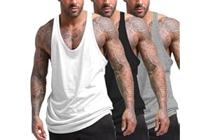 COOFANDY Men's 3 Pack Tank Tops Gym Workout Shirt Y-Back Sleeveless Muscle Fitness Bodybuilding Tank Shirts