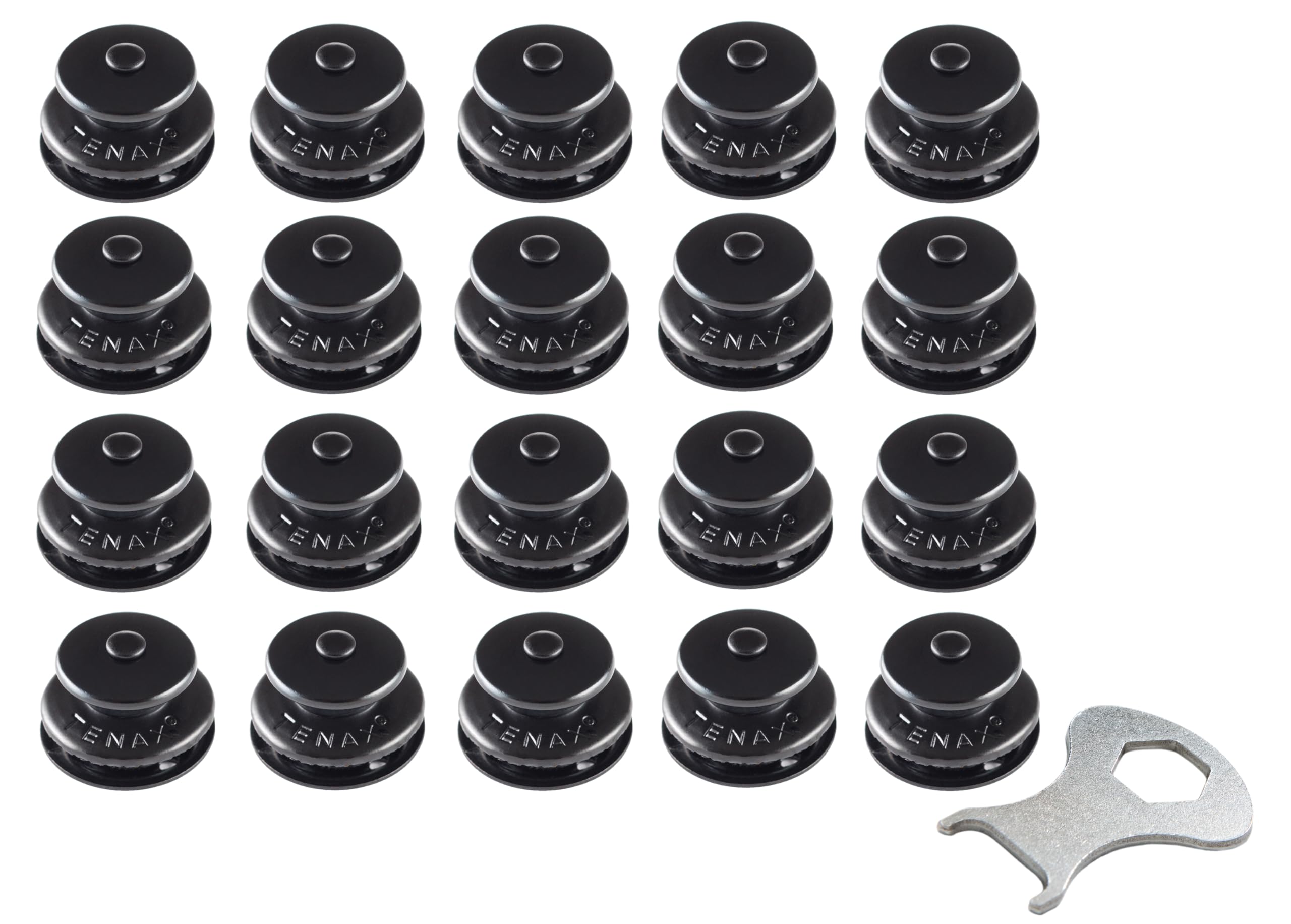 Tenax Buttons Black 20 Tops + 1 Tenax Key — image 1