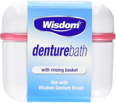 Wisdom Denture Bath Pack of 2 with Rinsing Basket Storage Solution