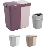 Mabel Home Plastic Laundry Hamper with Lid, 2 sections, Large Laundry Basket &ndash; Extra Trash Bin (1,6 Gallons) inc. (Pink-Purple)