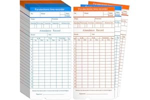Flexzion Monthly Time Cards for Employees - Dual-Sided, Orange/Blue Attendance Tracker, 270-Piece Time Sheets Compatible with