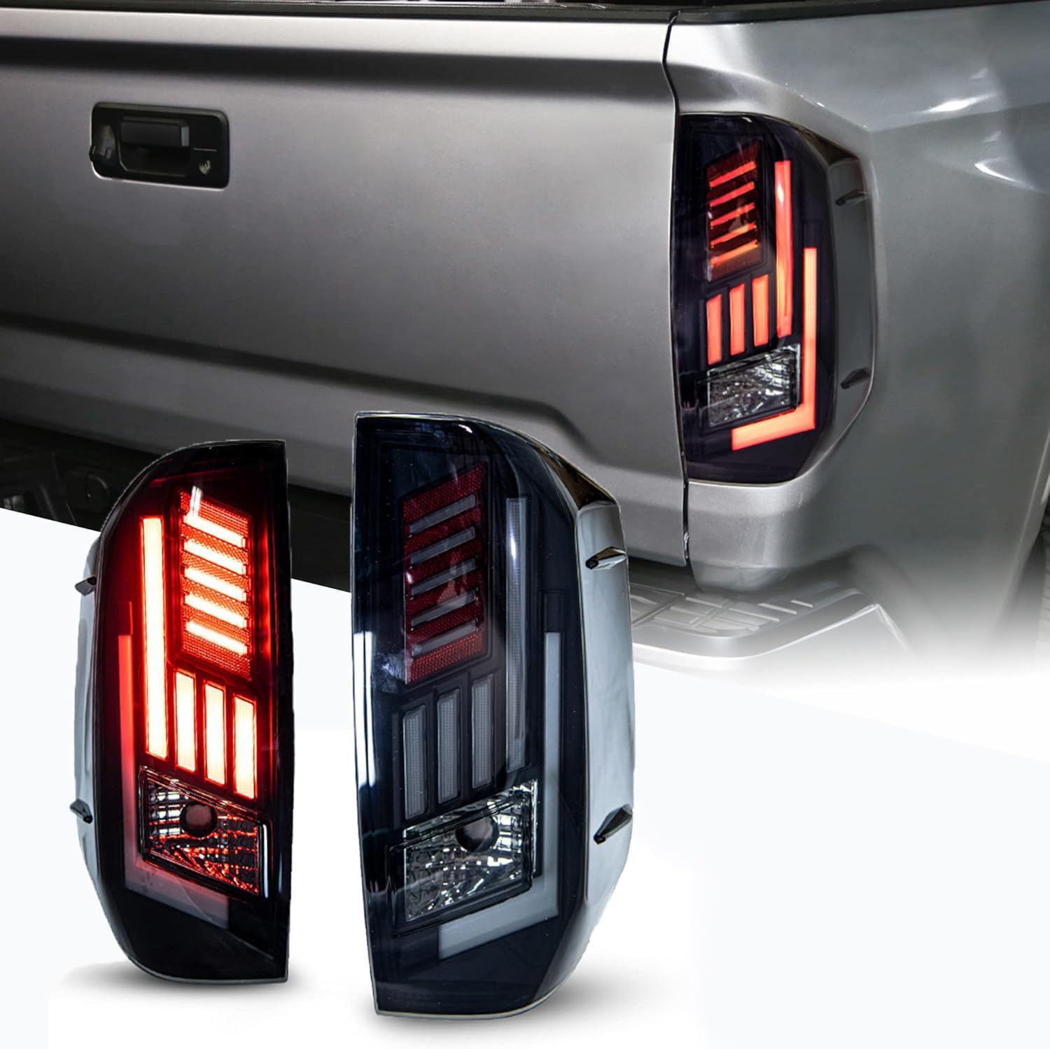 Photo 1 of **DAMAGED** WOLFSTORM LED Tail Lights Fit for 2014-2021 Toyota Tundra, Tail Lights Assembly Replacement for Toyota Tundra Pickup,Smoked Lens