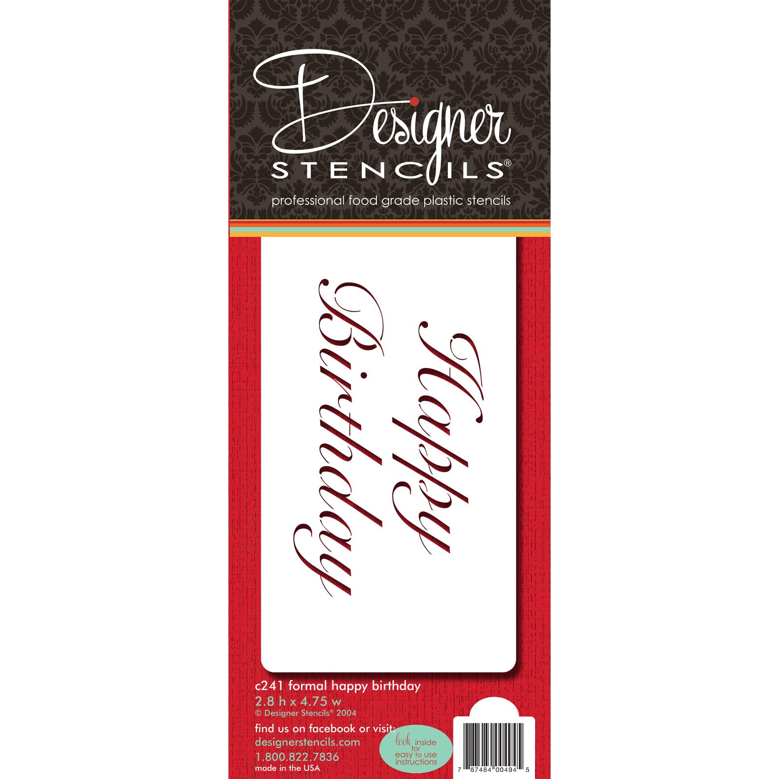 Designer Stencils C241 Fancy Happy Birthday Cake Stencil, Beige/Semi-Transparent