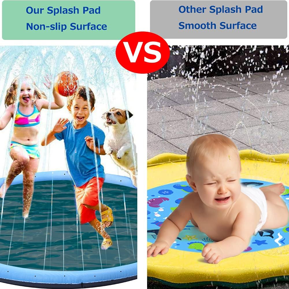 Splash Pad, Non-slip Large 67inch Sprinkler Play Mat for Kids and Pet Dog, Inflatable Water Pad Toys for Toddlers Boys Girls Adults in Garden, Beach, Yard, Summer Outdoor Water Play - Image 4