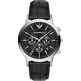 Emporio Armani Archetipo Chronograph Black Leather Men's Watch (Model: AR11820)