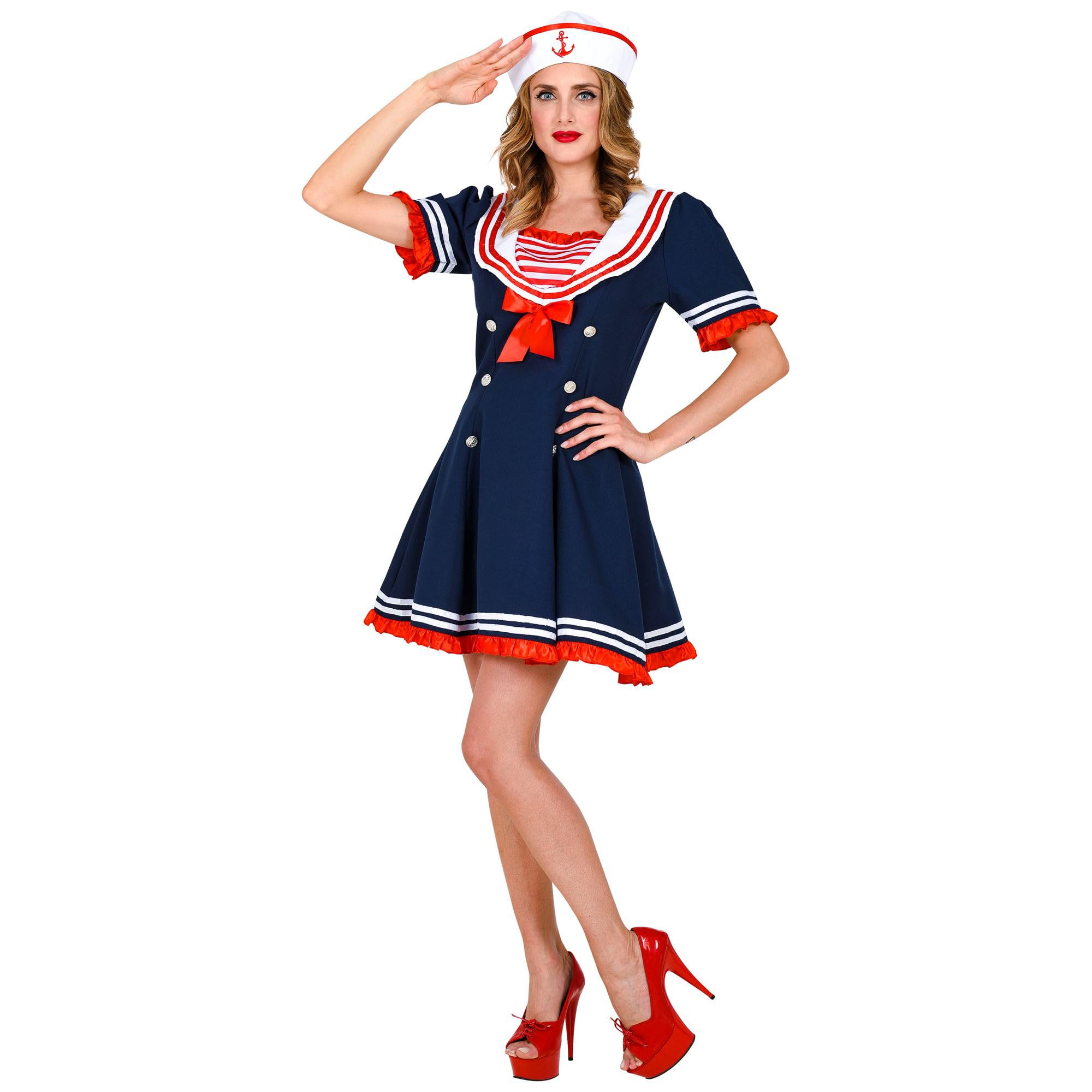 W WIDMANN MILANO Party Fashion - Sailor Costume for Women, Ships, Navigation, Sea, Captains, Carnival, Theme Parties, Size S, Blue