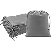 Mandala Crafts 14x14 Gray Velvet Drawstring Bags - 10 Large Velvet Drawstring Pouches Bulk for Party and Wedding Favor, Gift Wrapping, Packaging, and Jewelry Gift Bags