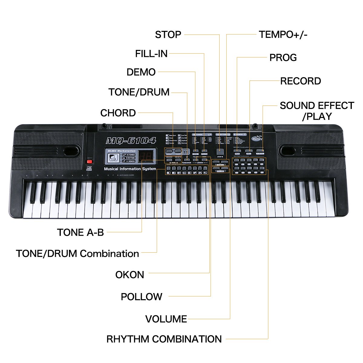 Multifunktions 61 Mini-Tasten Musik Klaviertastatur Tragbare Elektronische Musikinstrument mit Mikrofon Für Kinder Geschenk,ideal für Kinder und Einsteiger,umfangreiche Lernfunktion