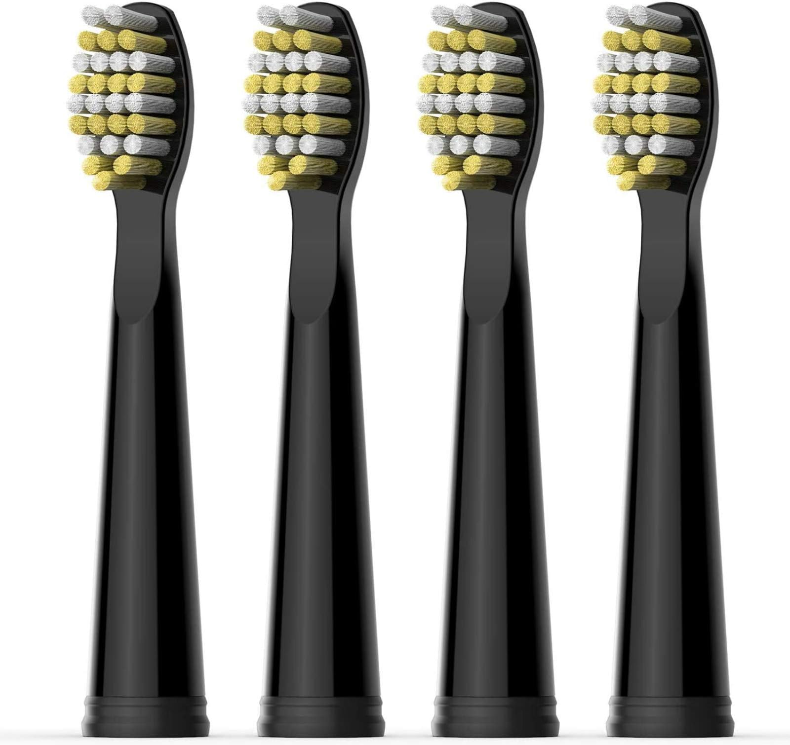 Fairywill Electric Toothbrush Replaceable Head x 4 with Hard Bristle Solely Compatible for FW507,FW917,FW508, FW551, FW2011, FW659,FW515 Series Black Toothbrush FW06