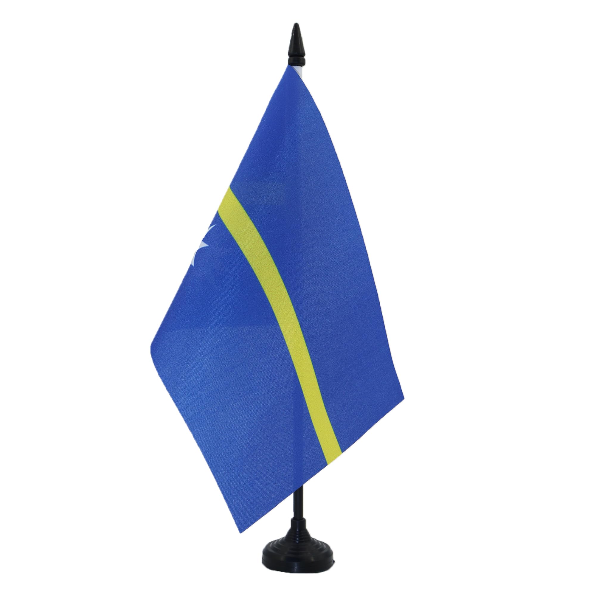 AZ FLAG Nauru Table Flag 5'' x 8'' - Nauruan Office Decoration 100% Polyester 21 x 14 cm - Mini Desk Flag with Pole and Black Plastic Base
