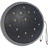 Steel Tongue Drum, 12 Inches 15 Notes Steel Drum Musical Instruments | Tongue Drum D Major Percussion Instrument with Soft Bag, Music Book and 2 Mallets for Meditation