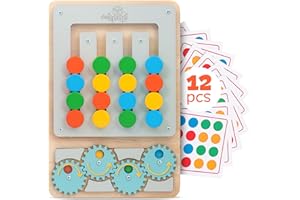 DEMOCA Slide Puzzle Game Color Matching Toy for Kids, Brain Teaser Montessori Learning Toy for Fine Motor Skills Development, Educational Roadtrip Toys for Boys & Girls