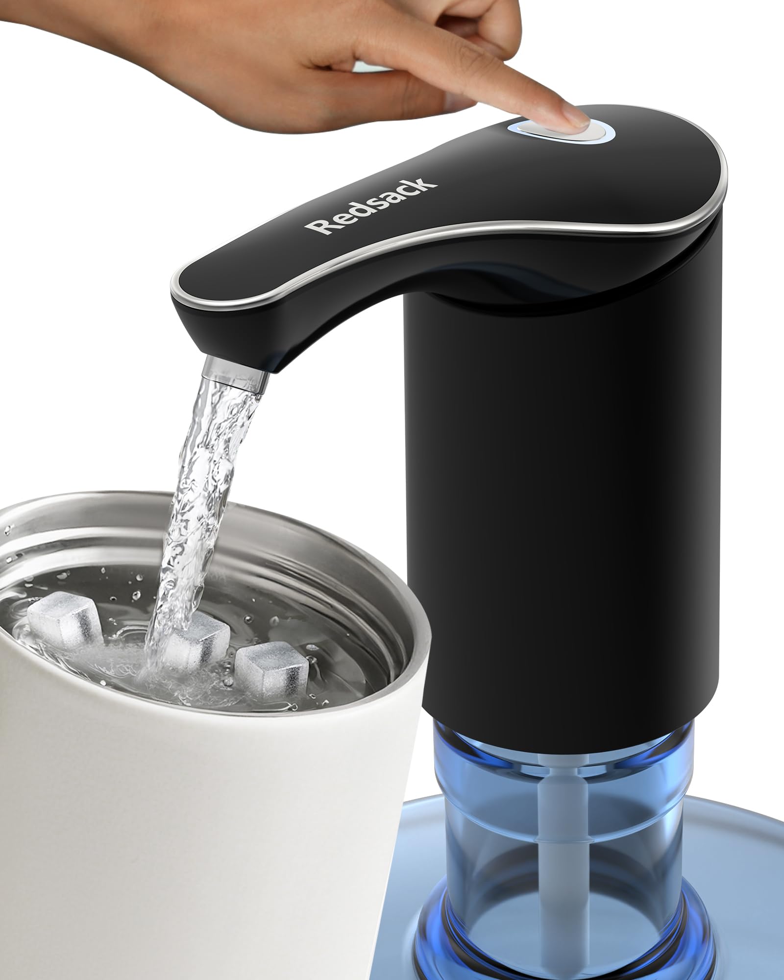 Photo 1 of Redsack Rechargeable Water Dispenser Pump for 5 Gallon Bottle, Electric USB-C Large Flow Water Jug Dispenser, Portable Automatic Submersible Bottle Pump Silent Operation for Camping Home Office
