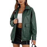 Vanmolrsa Oversize Leather Jacket Women Faux Motorcycle Coats Bomber with Double Pockets,2025 Fall,Winter Fashion Outwear