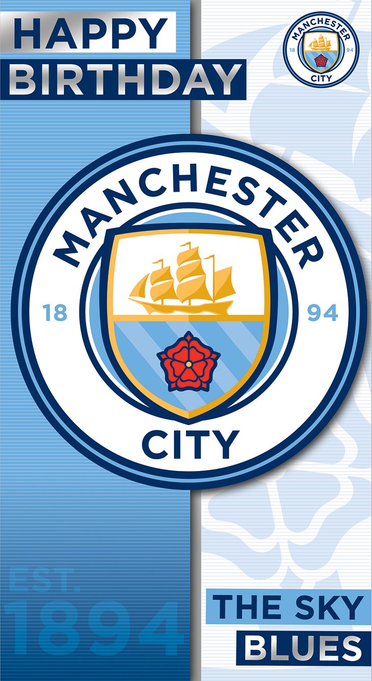 MAN CITY MC004 Die-Cut Card Crest Birthday Card