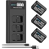 Artman 3-Pack NP-FW50 Battery and Upgraded 3-Slot LCD Charger Compatible with Sony ZV-E10, Alpha A6000 A6300 A6400 A6500 A500