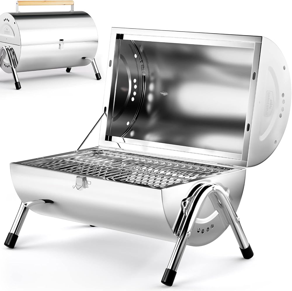 Deuba Portable Folding Stainless Steel Double Grill for Camping & Travel