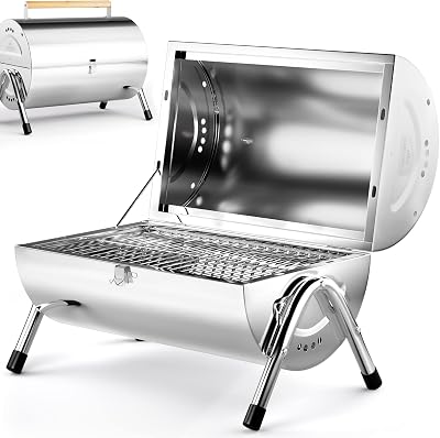 Deuba Portable Folding Stainless Steel Double Grill for Camping & Travel