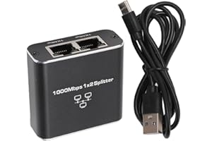 Bewinner Gigabit Ethernet Splitter 1 to 2, 1000Mbps RJ45 to USB C Adapter, Expands Single Port for Cat 5/6/7/8 Cables, Alumin