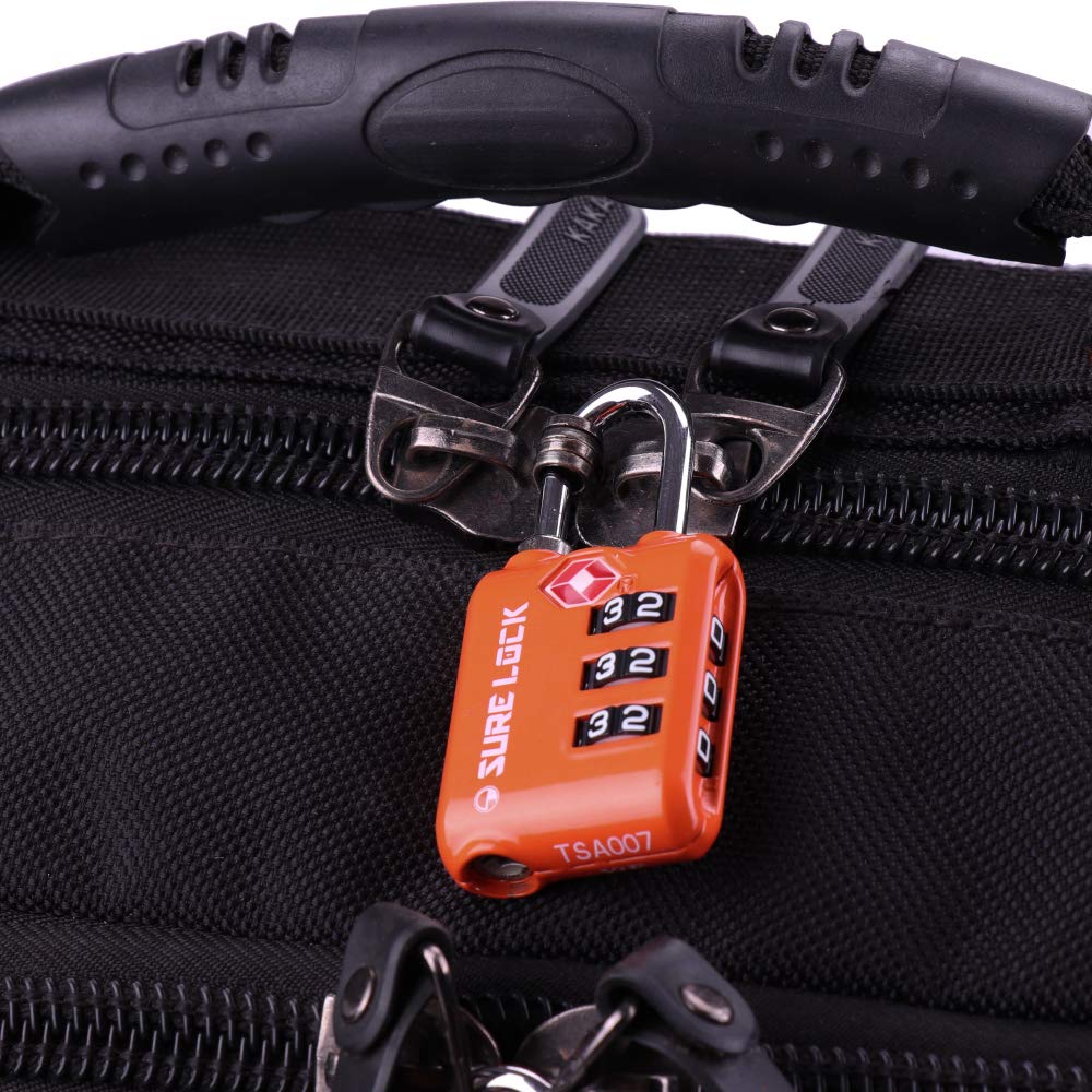 SURE LOCK TSA Approved 3 Digit Luggage Locks With Zinc Alloy Body and
