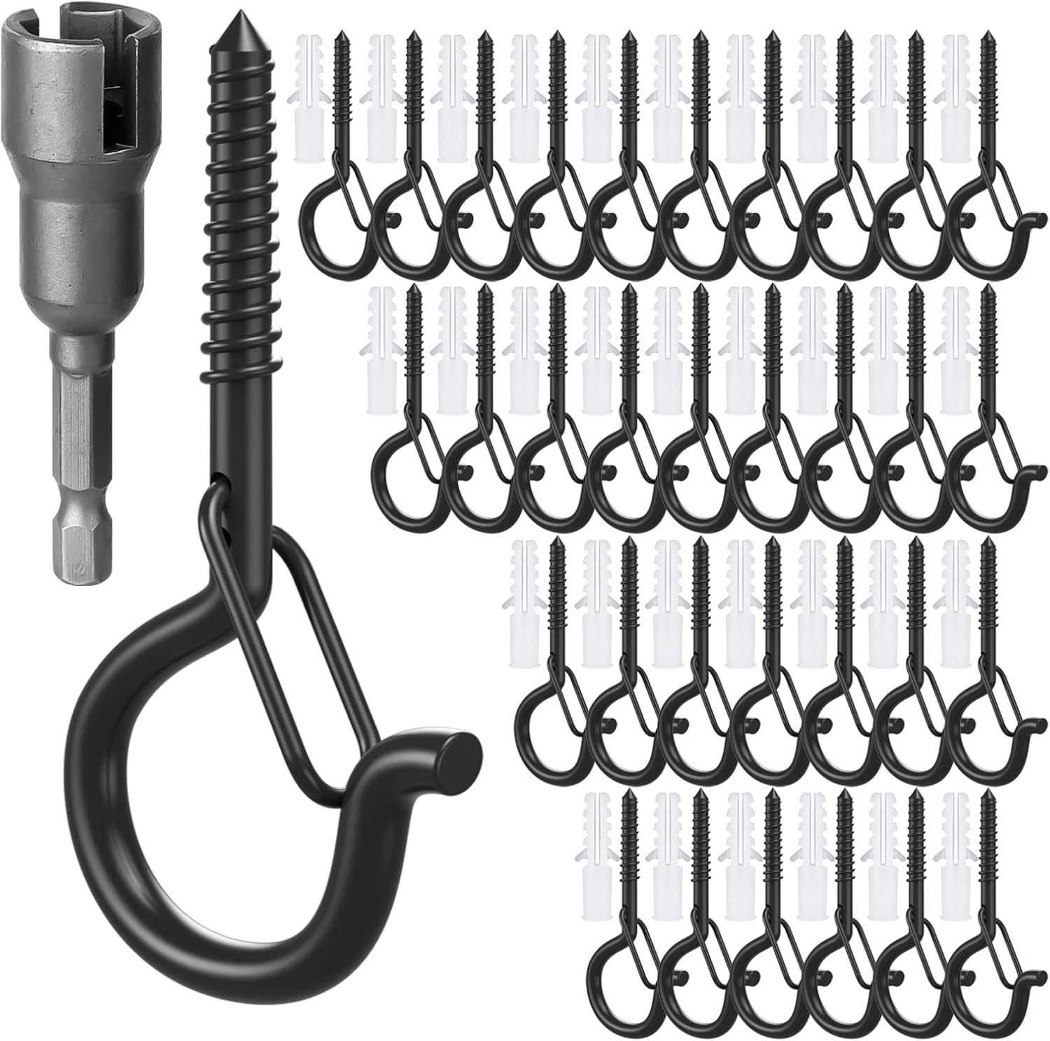 Outdoor Hanging Brackets - GIPTIME Q-Hanger Light Hooks,32 Pack Lights Hanger Hooks Easy Release Outdoor Wire and Fairy Lights Christmas Light House Garage New Year Party Led Fairy Lights, Safety Buckle Design