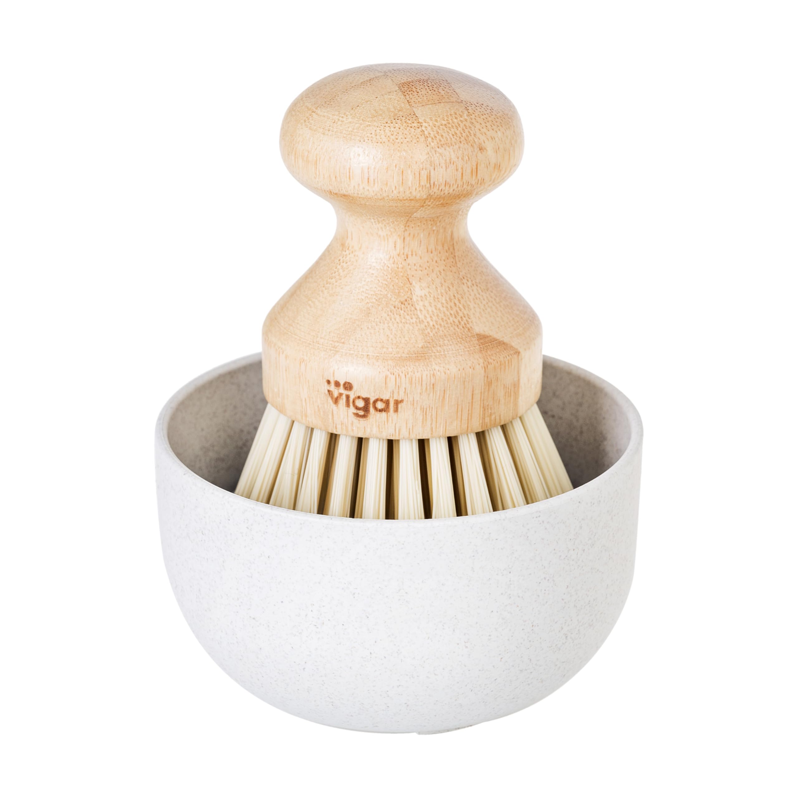 VIGAR Set Includes Brush, Tray and soap Dispenser, Nylon, Polypropylene, Grey, Bamboo, 9 X 9 X 12 CM