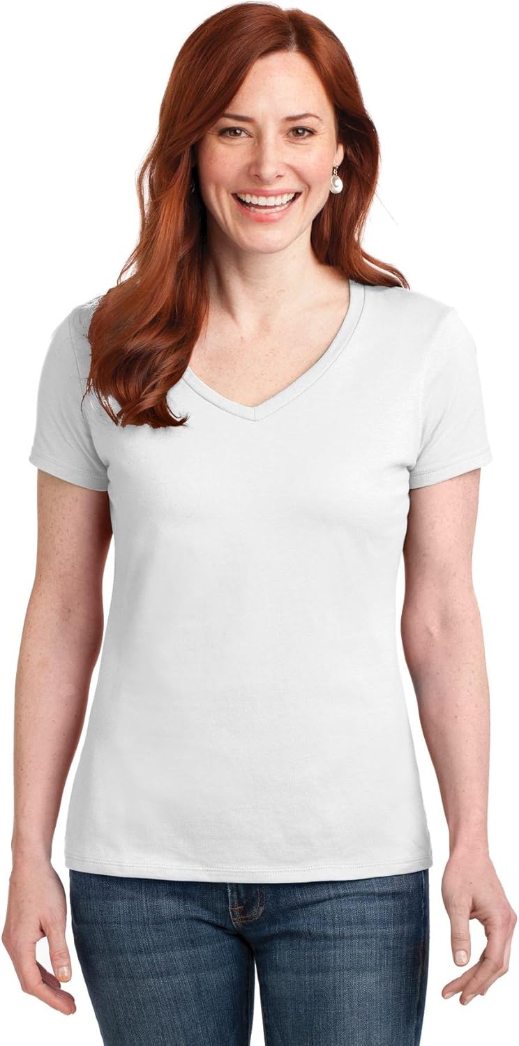 Hanes Women's Nano-T V-Neck T-Shirt at  Women’s Clothing store
