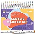 Acrylic Markers 48 Colors,Brush Tip Acrylic Paint Pens for Rock Painting,Glass,Stone,Wood,Ceramic,Fabric,DIY Crafts & Art Supplies