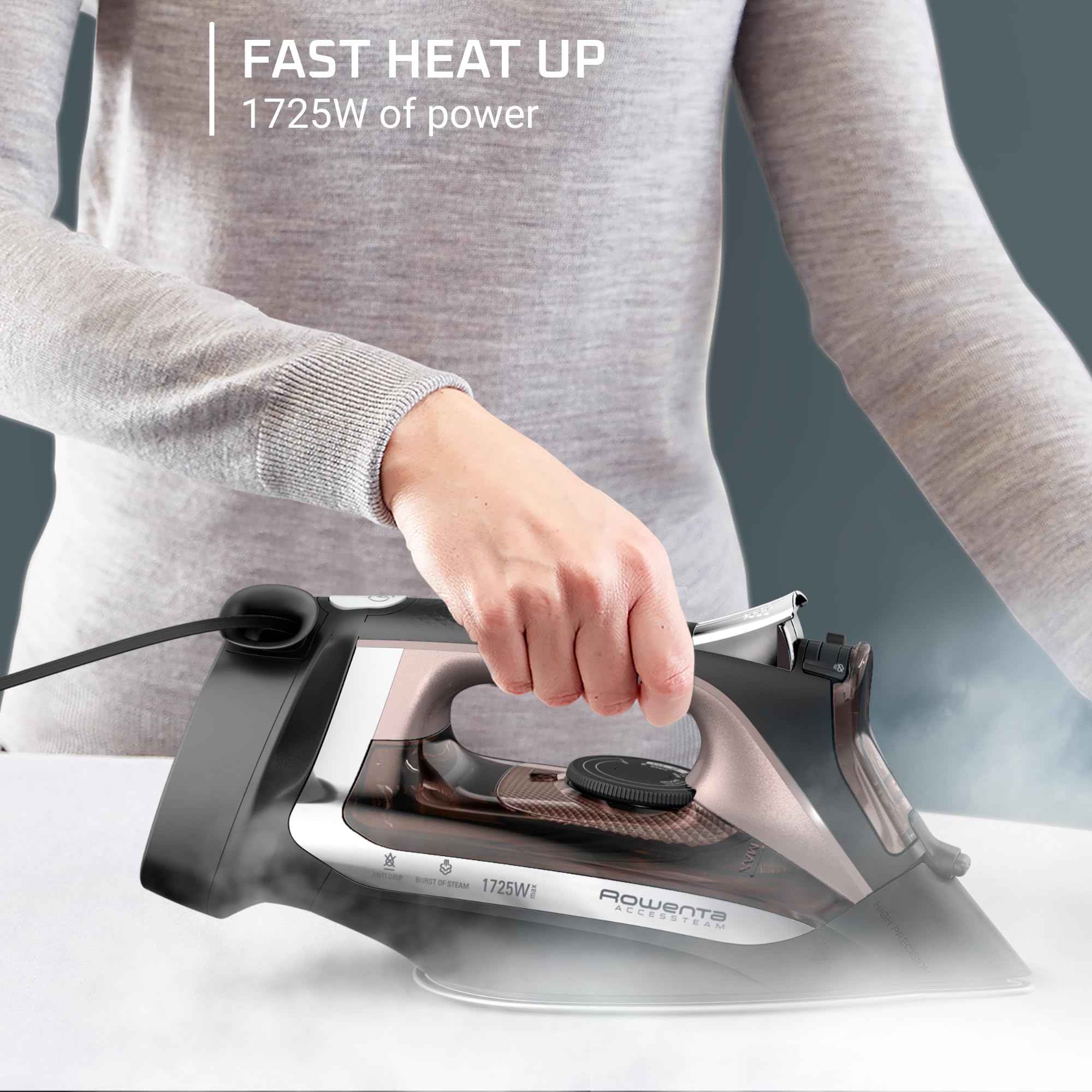Rowenta, Iron, Access Stainless Steel Soleplate Steam Iron With