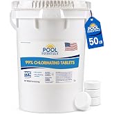 Pool Essentials 99% Chlorinating Tablets, 50LB - Trichlor | 3 Inch Chlorine Tablets, Kills Bacteria, Long Lasting, Slow-Dissolving sanitizer, 99% Trichlor