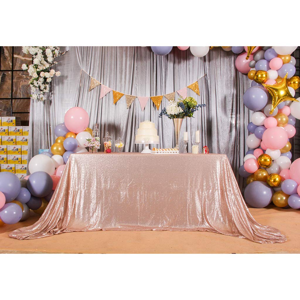 Eternal Beauty Sparkly Rectangle 127 x 203 cm Sequin Tablecloths Wedding Party Banquet (Champagne,50x80 inches) — image 1