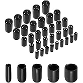 uxcell 50pcs Round Rubber End Caps 1/8" 3/16" 1/4" 5/16" 3/8" Black Vinyl Cover Screw Thread Protectors Assortment Kit(3mm 5m